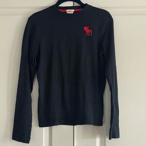 Abercrombie kids LS T-shirt Navy w/Embroidered Red Moose
